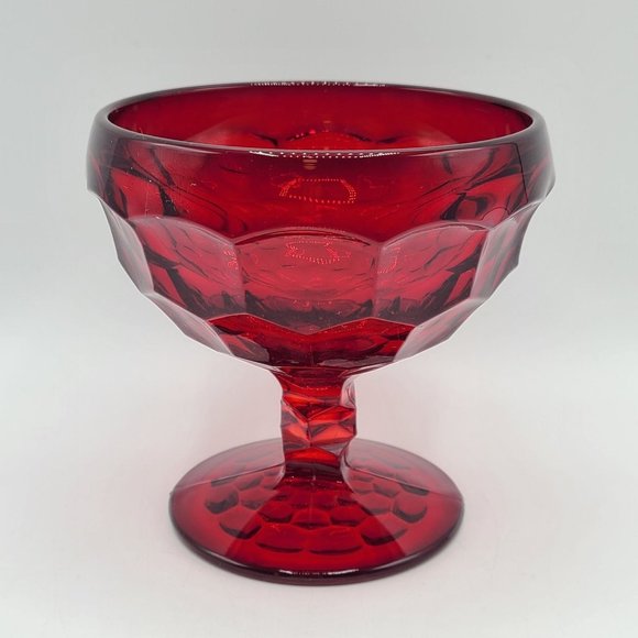 Vintage Dining Vintage Ruby Red Glass Compote Dish Poshmark